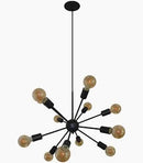 Lustre Sputnik Preto e Dourado 12 Pontas